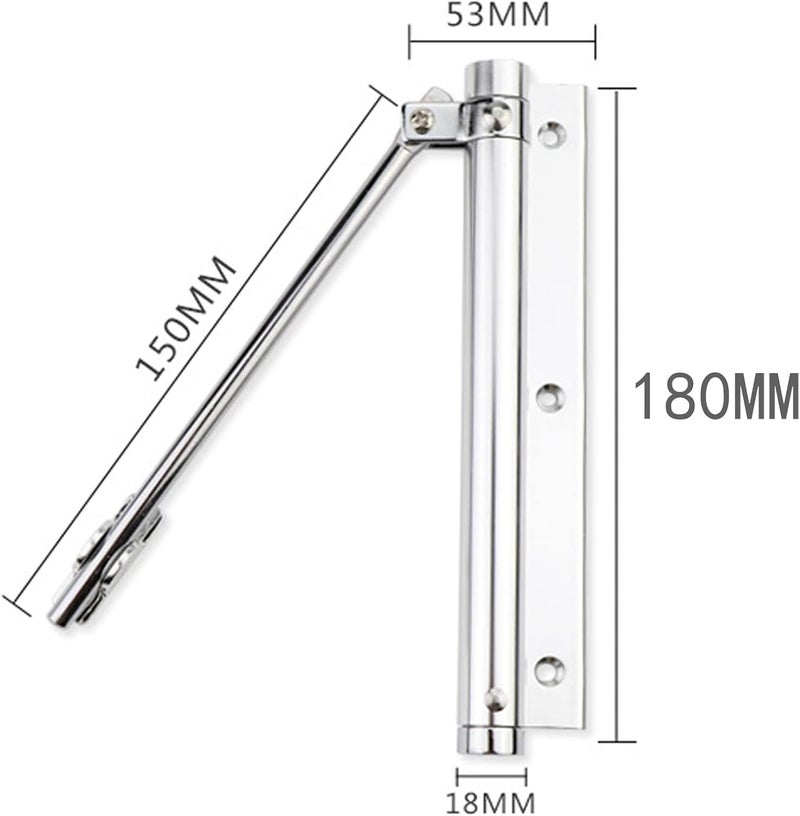 zeng 2-Pack Adjustable Spring Door Closer - 304 Stainless Steel Surface Mounted Automatic Closer for Residential/Commercial Doors (20-40kg, 175° Max, Silver) - Image 2